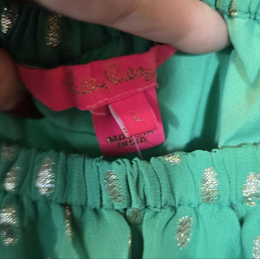 Lilly Pulitzer Tamie Off The Shoulder Midi Dress Botanical Green NWT Size Large - Picture 13 of 16